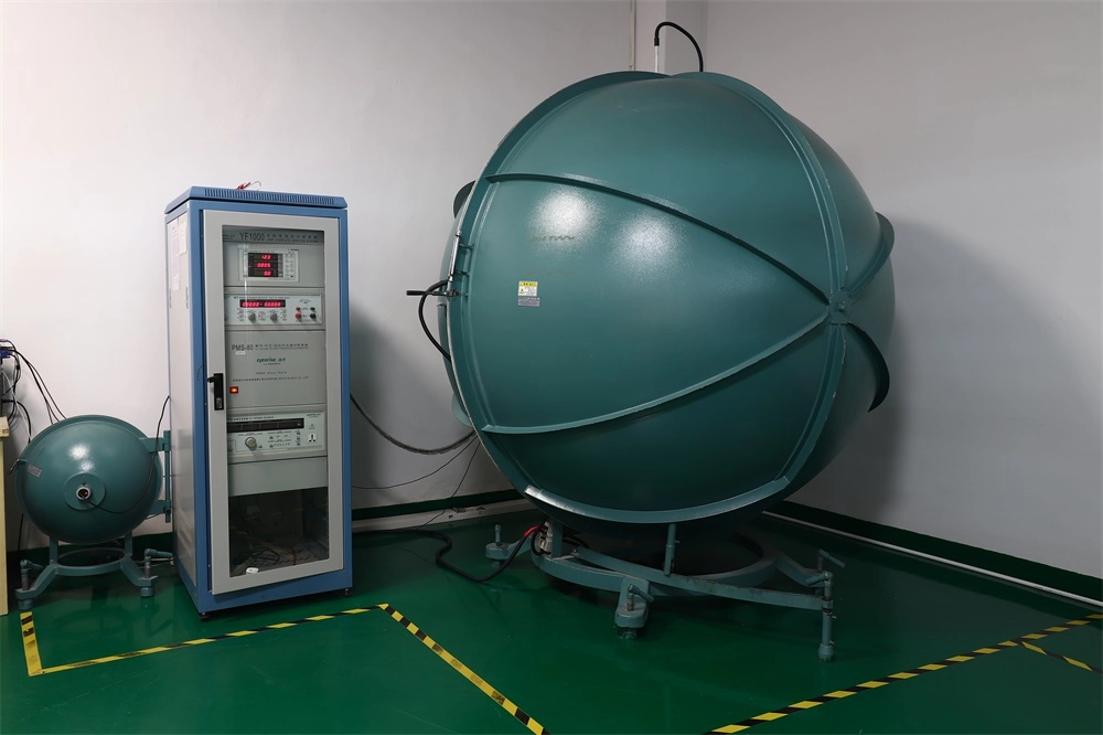 Luminlight integrating sphere ball test instruments in the lab for LED linear light and other LED lights